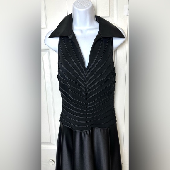 New TADASHI SHOJI Black Evening Gown Black Tie Party Maxi Collared Formal Wear - Picture 3 of 12